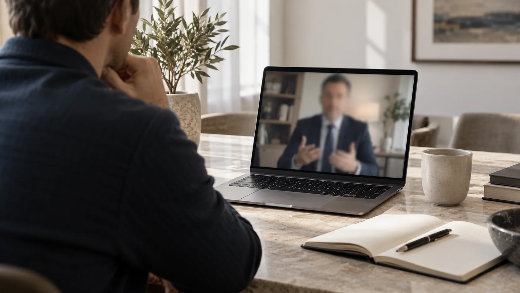 Illustrative image of a client speaking with an attorney by video